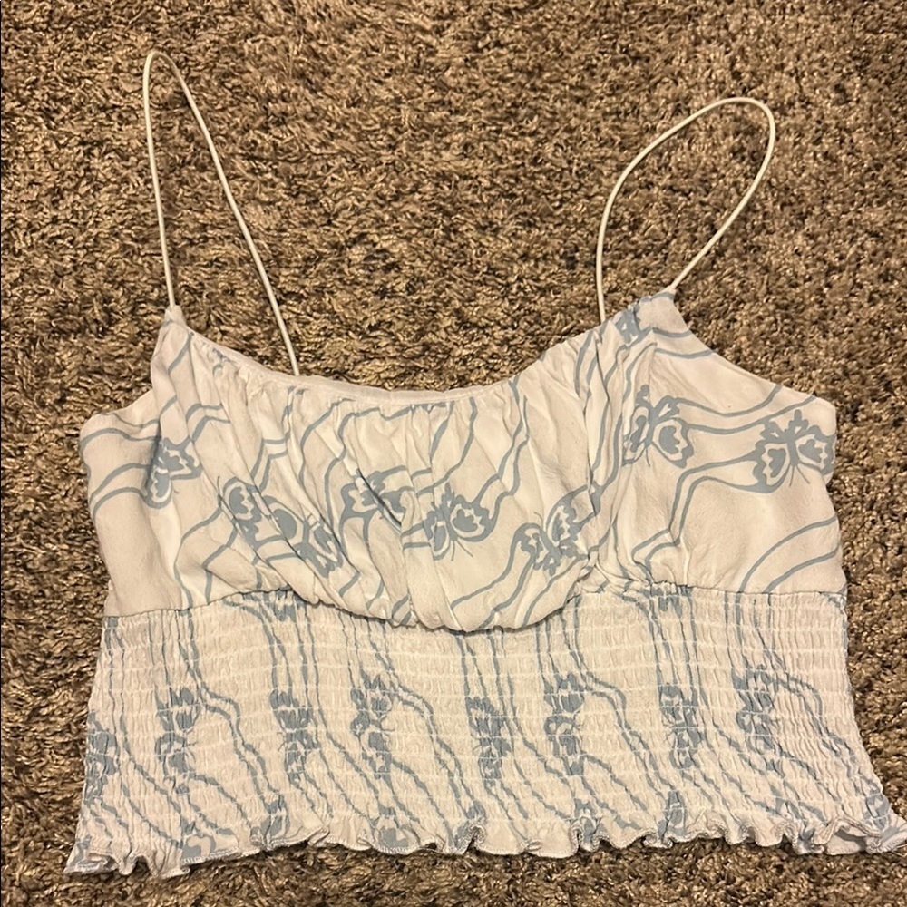Blue and White Women's Top